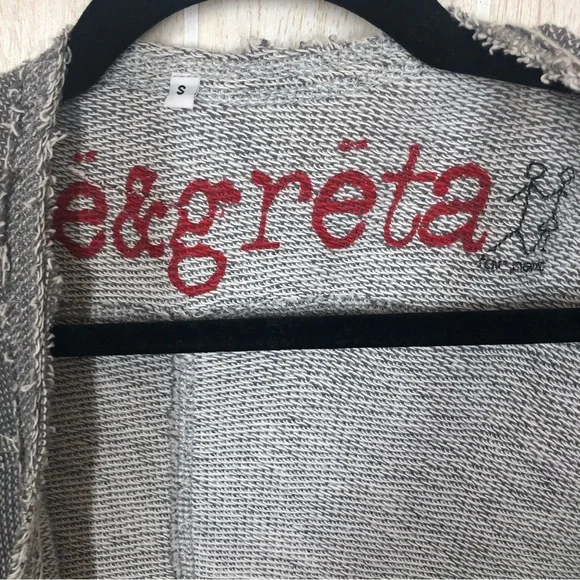 Johnny Was Pete & Greta Gray Raw Hem Open Front Cardigan - Picture 6 of 7